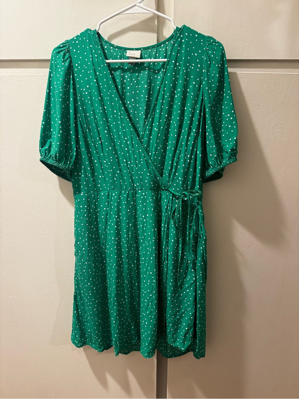a new day Green Polka Dot Wrap Mini Dress